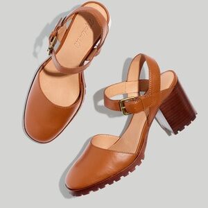 The Claudie Heeled Lugsole Mary Jane in Brown Dried Maple Leather 8.5